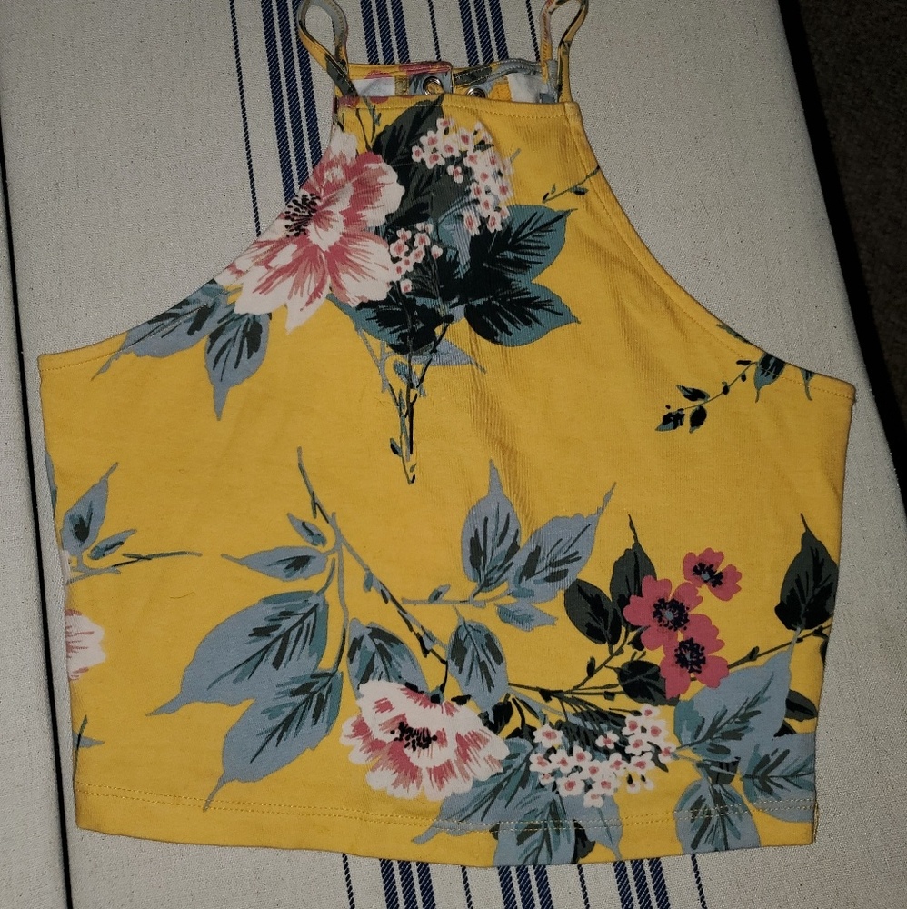 Yellow floral halter top
